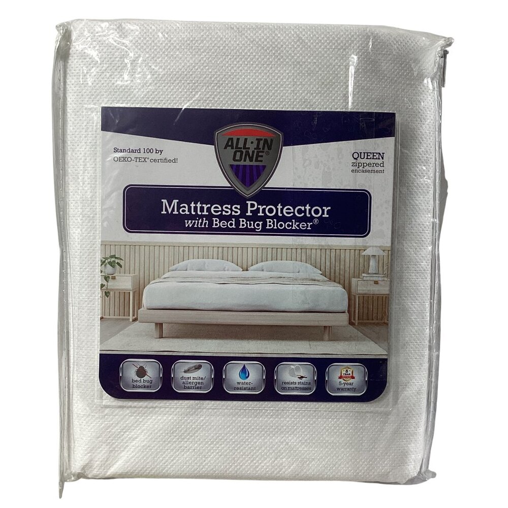 All-In-One Queen Zippered Mattress Protector with Bed Bug Blocker
